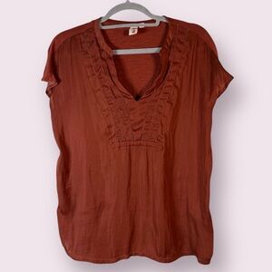 Dolan from Anthropolgie Rust Orange Split VNeck Oversized Blouse XS